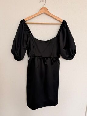 Altar'd State Black Puff-Sleeve Mini Dress
